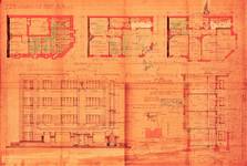 Rue Meyerbeer 163 | Chaussée d'Alsemberg 374, Uccle, élévation, coupe, plans, ACU/Urb. 8113, 1934