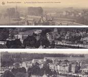 Montage à partir de cartes postales anciennes : évolution du quartier De Wand et de l'avenue des Croix du Feu, Bruxelles Laeken, où Louis Tenaerts construit un ensemble : années 1920, après 1935, fin des années 1930 ou plus tard (© Collection cartes postales Brussels Art Deco Society)